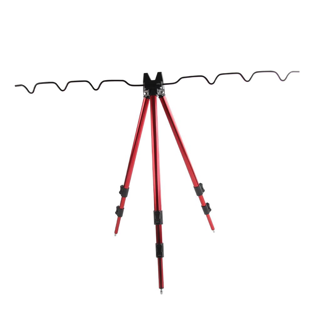 Fishing Rods Tripod Stand Telescopic Aluminum Alloy Fishing Rod Holder for Telescopic Fishing Rods and Hand-held Rods красный