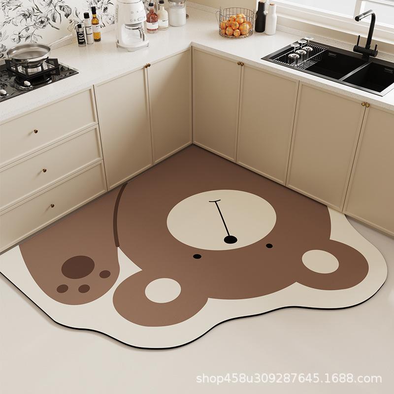 

Нескользящий унитаз маслостойкий мультяшный впитывающий коврик коврик для входа в ванную комнату диатомовая грязь 60x60cm