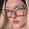 X Cross Glasses Frame Large Frame Cat Eye Metal Anti-blue Flat Glasses Female Personality Internet Celebrity European and American Fashion Glasses F