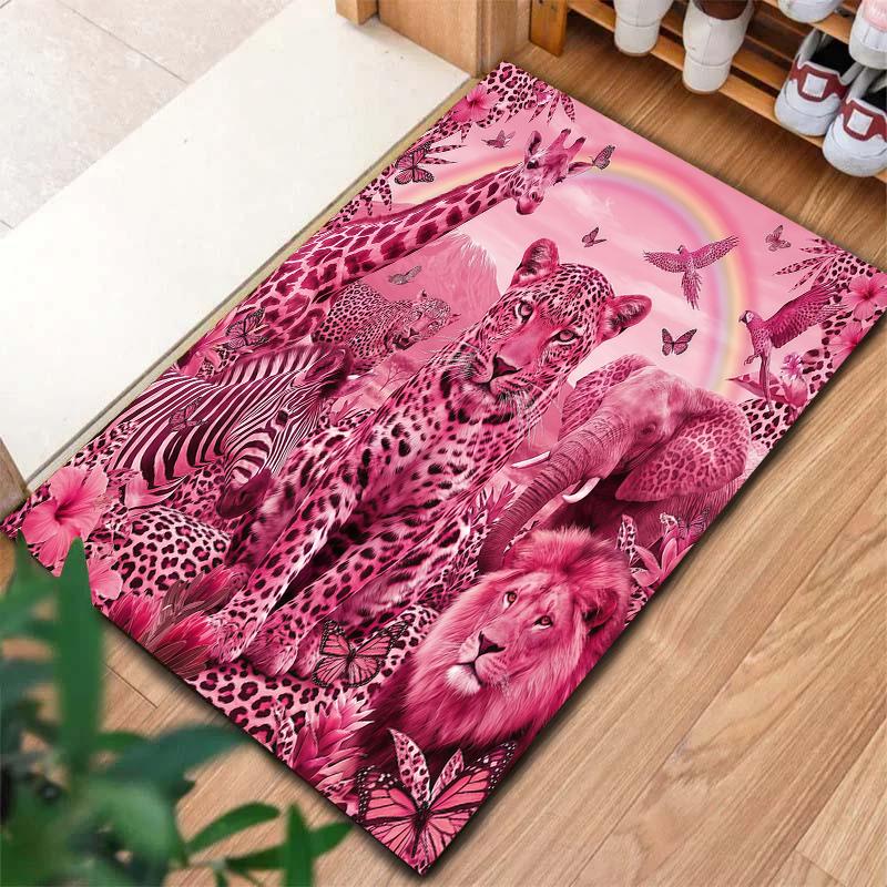 Pink animal leopard Pattern Square Carpet,Area Rug,Carpet Rug for Living Room Bedroom Sofa Playroom Decor,Non-slip Floor Mat,Holiday Birthday Gifts