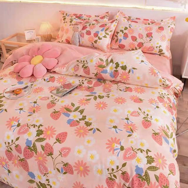 Fashion Bedding Set White Green Double Bed Linens Quilt Duvet Cover Pillowcase Queen Size Flat Sheet Classic Grid for Girl Boy