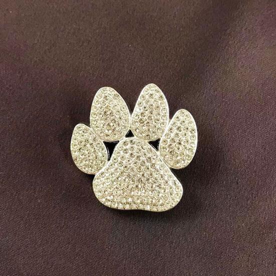 Paw Print Brooch for Women, Rhinestone Cat Dog Foot Pin, Sparkling Cubic Zirconia Badge for Coat Bag Hat, Teacher Pet Lover Gift