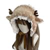 Cartoon Deer Ear Protection Hair Tie Thick Plush Winter Headwear Scarf Earmuffs Leg Warmer Casual Accessory