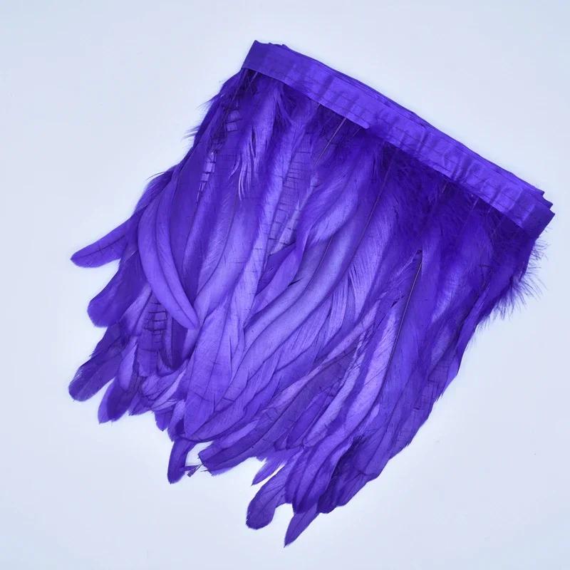 2Meters Rooster Feathers on Tape Trim Tassel Fringe Ribbon White Black Cock Pheasant Chicken Feather Costume Clothing Decoration