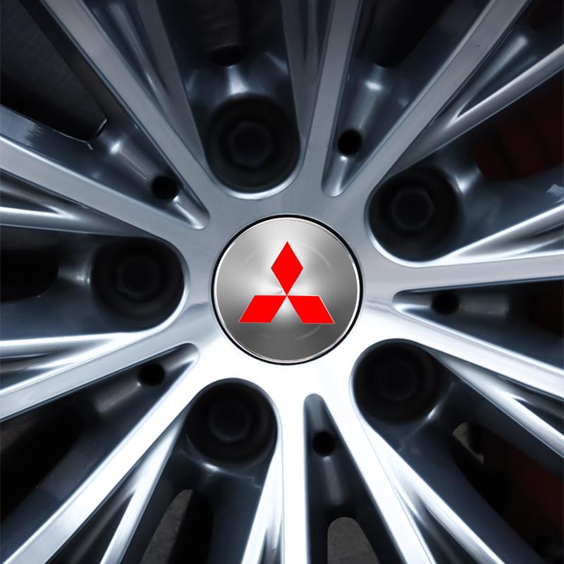 4 Stück 56 60mm Auto Styling Radnabenkappen Felgenabdeckung Abzeichen Emblem Aufkleber für Mitsubishi ASX Lancer 10 Pajero Outlander L200