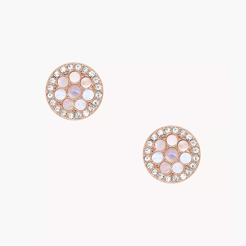 Fossil Women's Mosaic Mother-of-Pearl Stud Earrings Jf02906791 Rose Gold