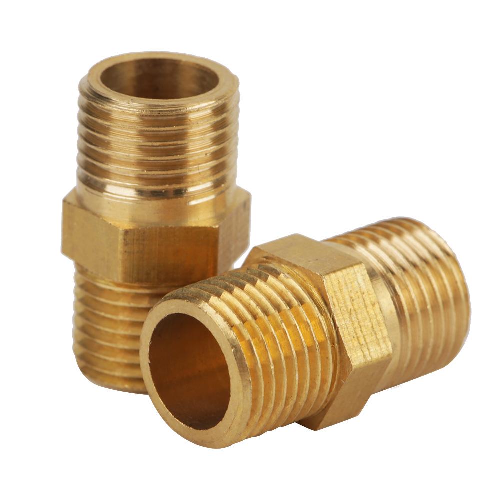 20 Pcs 18 BSP To 18 BSP External Thread Brass Pipe Hex Nipple Fitting Quick Adapter