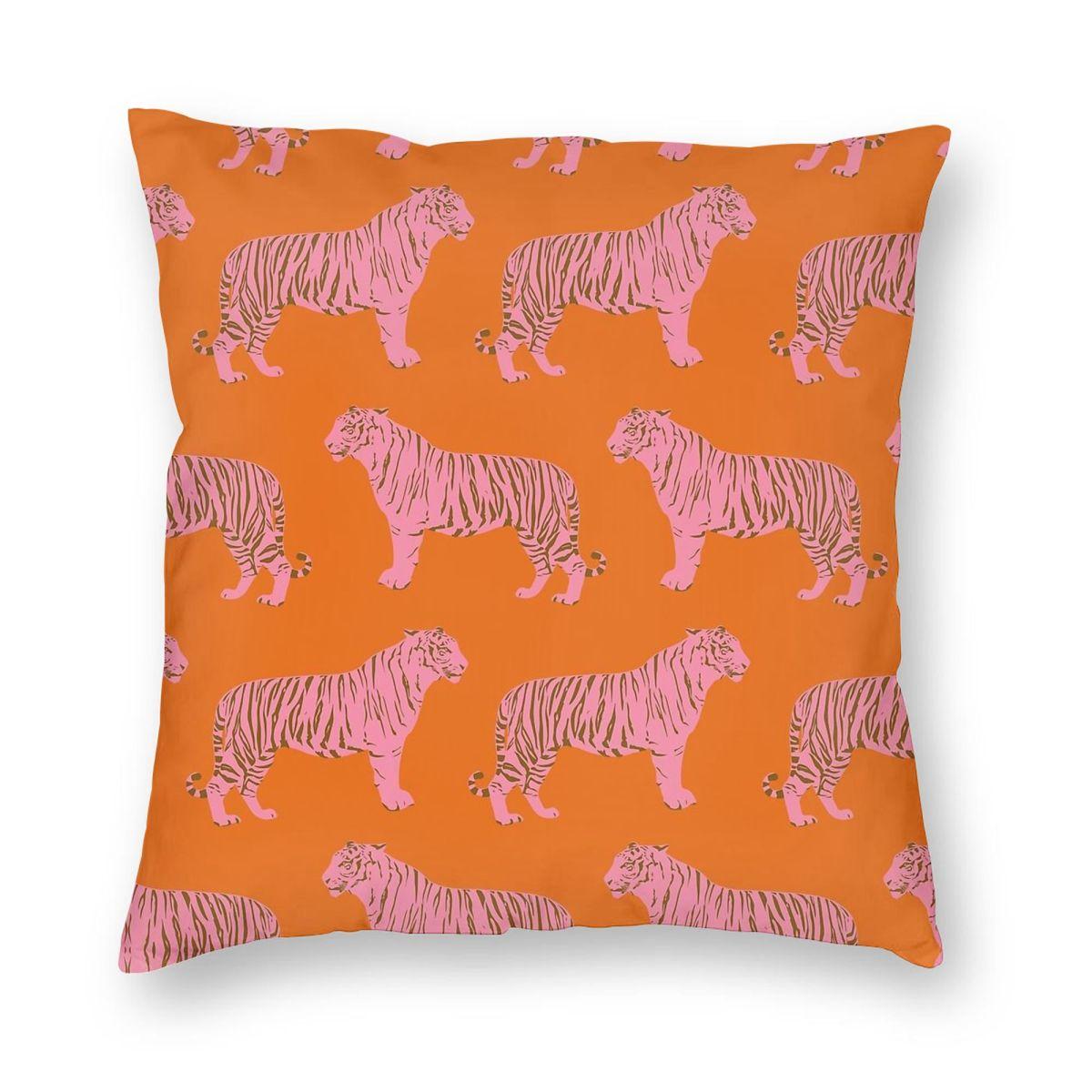 

Tiger In Pink And Orange Pillowcase Polyester Linen Velvet Pattern Zip Decorative Throw Pillow Case Sofa Seater Cushion Cover 30x30cm