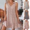 2026 Spring/Summer Women's V-neck Bow Floral Sleeveless Dress