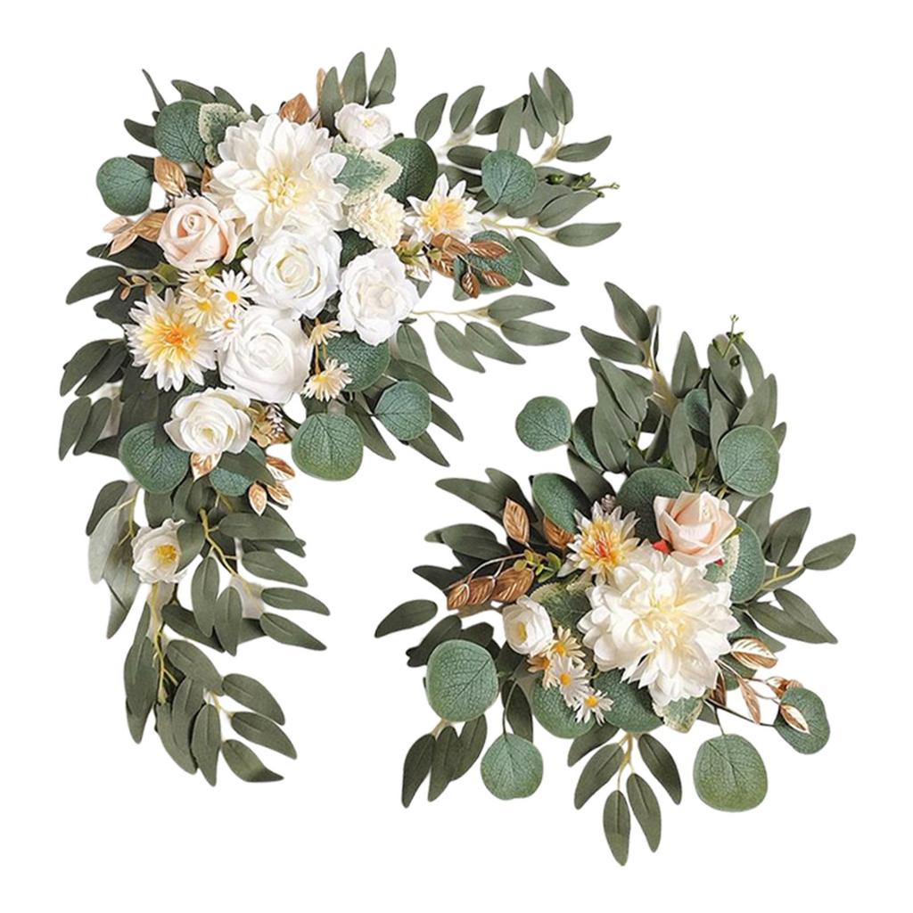 2x Künstlicher Kranz Schmuck Foto Requisiten Dekoration Handgemachte Kunst Deko DIY Szene Layout Hochzeitsbogen Blume für Innenfenster