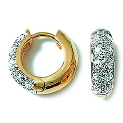 [K5143] - Gold Plated Hoop Earrings 'Déesse' White Gold - 14x5 Mm