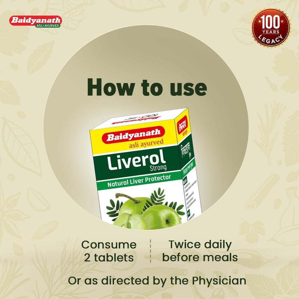 Baidyanath Liverole Strong Ayurvedic Liver Health Supplement 50 Tablets X Pack of 3 for Detox & Vitality