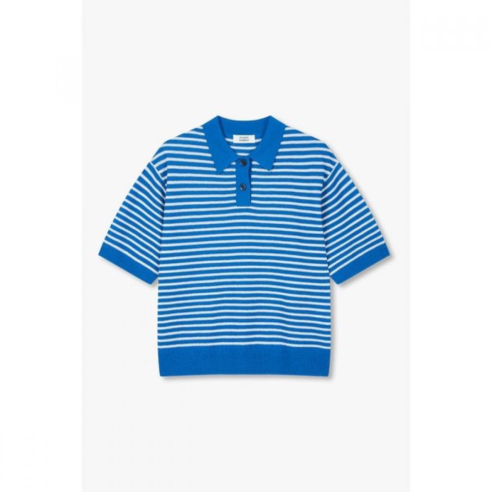 Studio Tomboy Striped Collar Pullover  9176352971 Ivory/OS