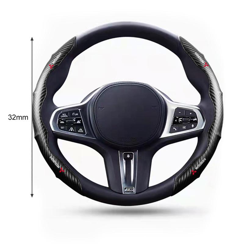 Car Steering Wheel Cover Carbon Fiber Sports Ultra-thin Non-slip Card Cover For Mitsubishi Lancer Ralliart 10 3 9 EX Outlander 3 ASX L200 Accessories