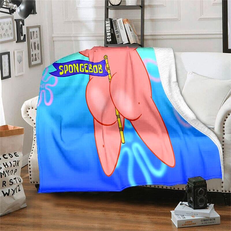 CartoonS-Spongebob Morbido Peluche Divano Letto Coperta da Lancio Cartoon Coperte da Picnic Moderna Coperta in Flanella Coperta Stampata Regalo