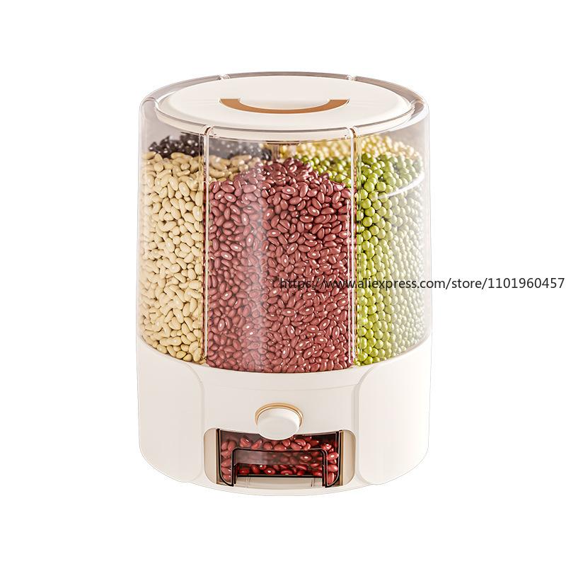 Food-Grade Rotating Rice Storage Container Airtight Insect-Proof Grain Bin Moisture-Proof Storage Box for Home Grains Cereals