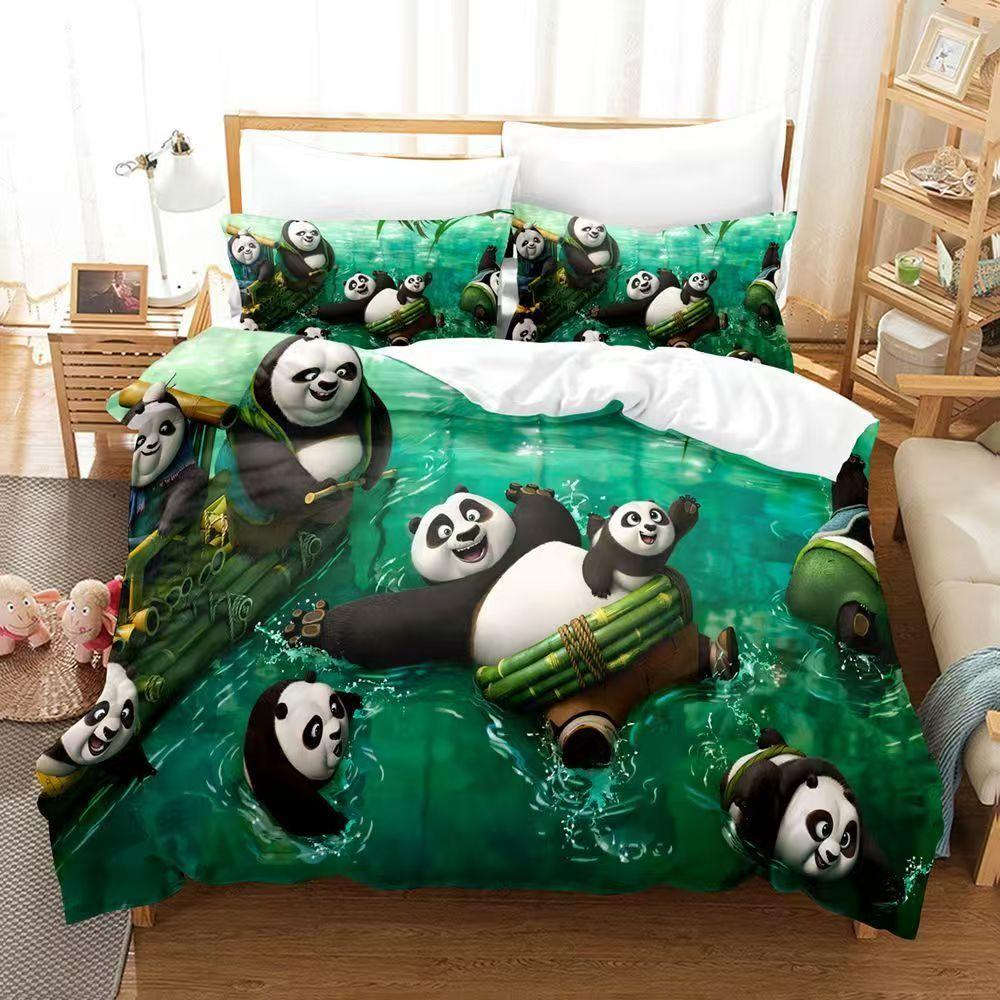 Panda Bettbezug Kissenbezug Bettwäsche JungeMädchen Schlafzimmerdekoration Kindergeschenk Einzel Doppel Großbettgröße Reißverschluss Bettbezug