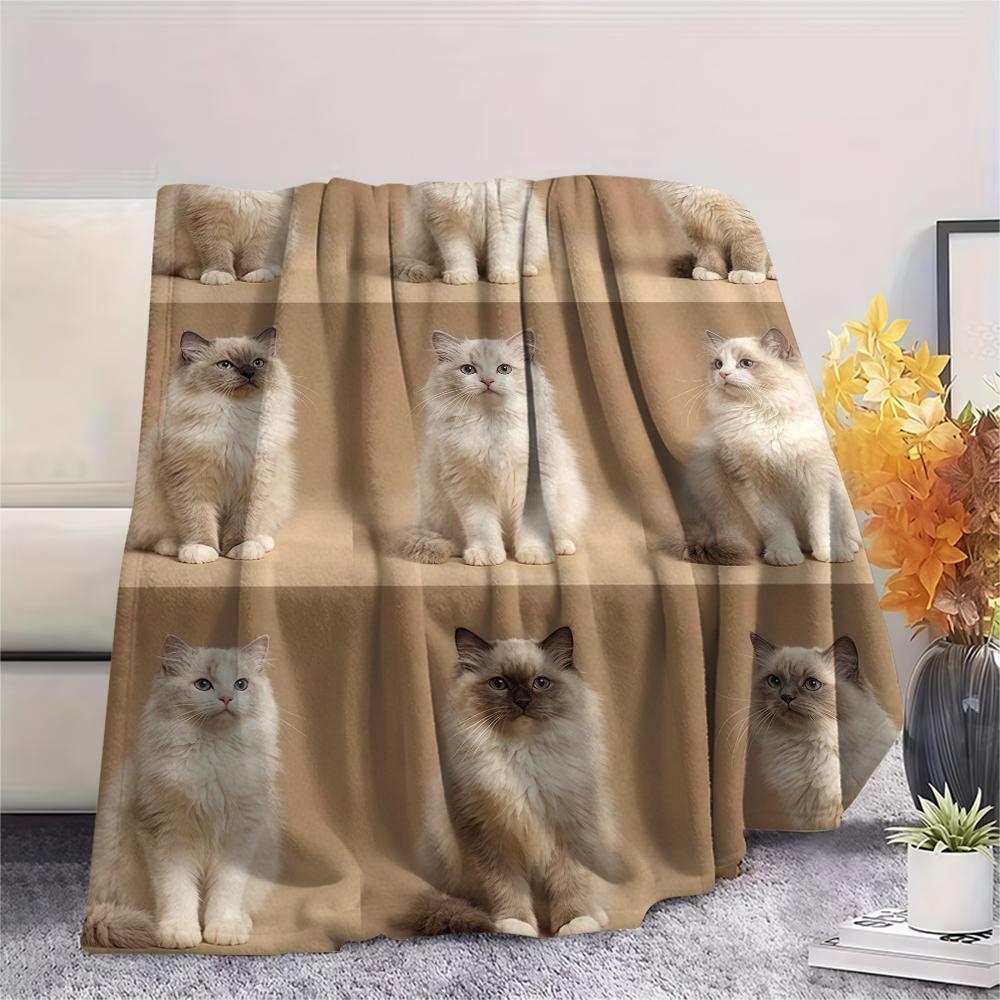Cute puppy and kitten ID photoPrint Flannel Blanket,High quality Comfortable for All Seasons,Home Decor,Warmth and Comfort,Perfect for Christmas Gifts