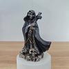 Grim Reaper Statue Halloween Black Horror Robe Sculpture Gothic Resin Santa Muerte Figurine for Halloween Indoor Bookshelf Desk Decor