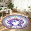 Wild Animals (464) Theme Round Crystal Velvet Rug Custom Name Text Personalized Floor Mat Home Decor Non Slip Crystal Carpet