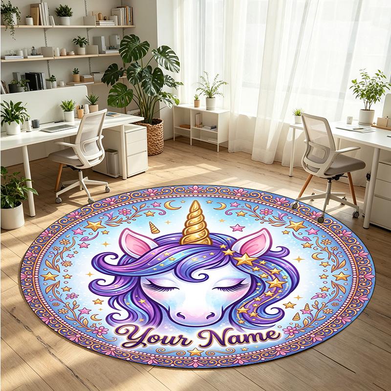 Wild Animals (464) Theme Round Crystal Velvet Rug Custom Name Text Personalized Floor Mat Home Decor Non Slip Crystal Carpet