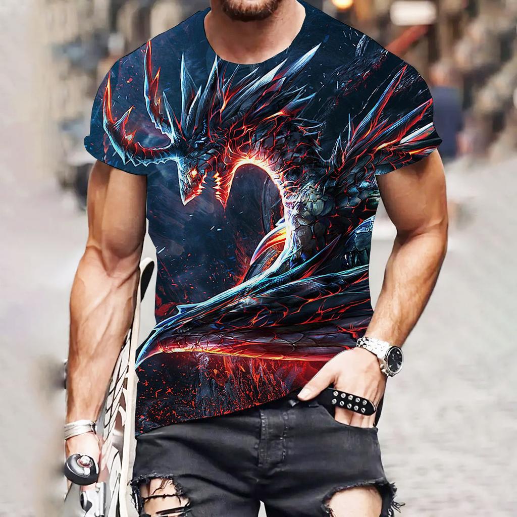 3D Digital Printing T-Shirt Teen Men's Short Sleeve Top Versatile Breathable