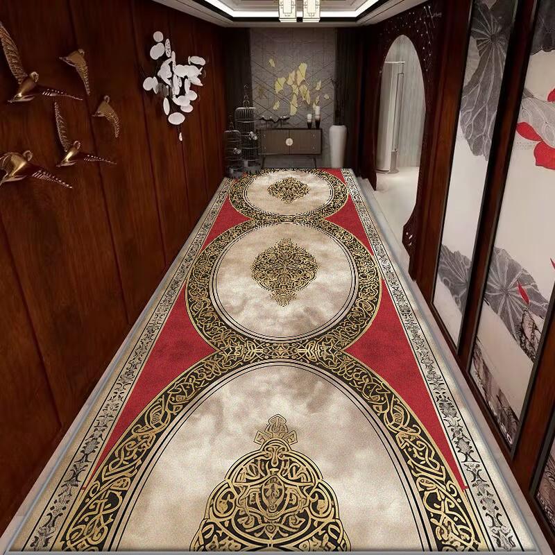 European Style Non-slip Long Corridor Carpet Decoration Home Light Luxury Runners Entryway Washable Rug Lobby Customizable Mat
