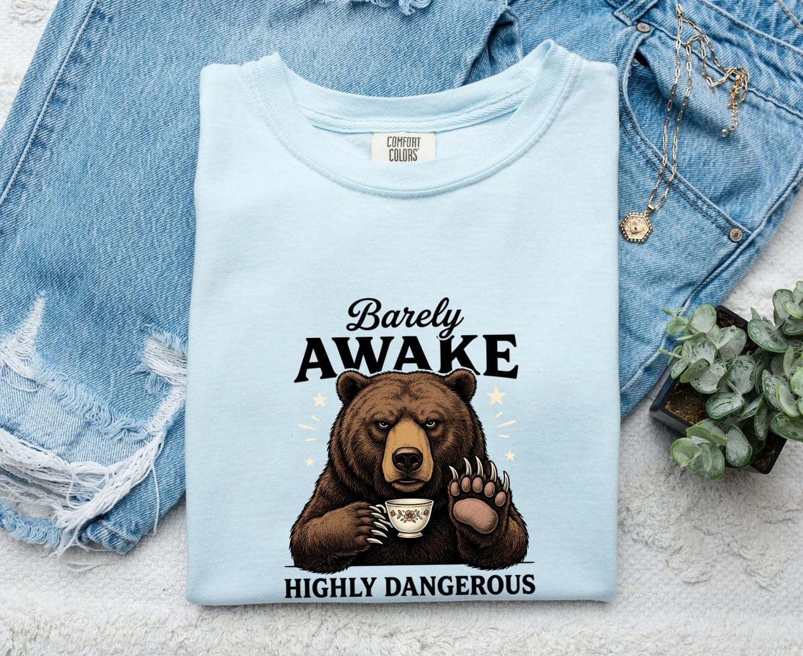 Bear Latte Shirt Funny Wildlife Gift Women Retro Tee Coffee T-Shirt Humor Fan Coffee Tshirt Wildlife Graphic Sketch Sparkles Tshirt 3XL