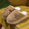 Fashion Fluffy Platform Slippers Women House Flats Cute Bowknot Designer Lovely Winter Shoes Girls Fashion Plush Casual Footwear Elegant