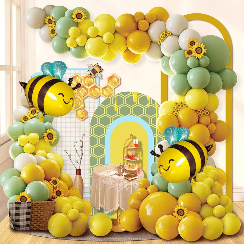 Daisy & Bee Themed Birthday Balloons and Photo Props Set for Kids