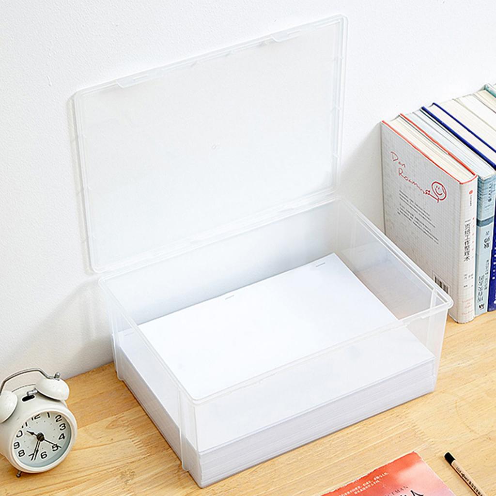 Home Office Supplies Storage Box Multifunctional Desktop Large Capacity A4 Paper Transparent Plastic Organizer Box