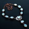 Larimar Copper Electroformed Necklace with Adjustable Chain, Handmade Gemstone Jewelry Necklace For Memorial Day