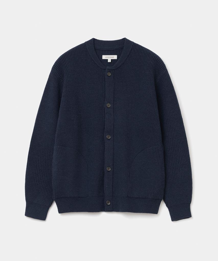 Uniform Bridge Fisherman Wool Knit Cardigan Navy
