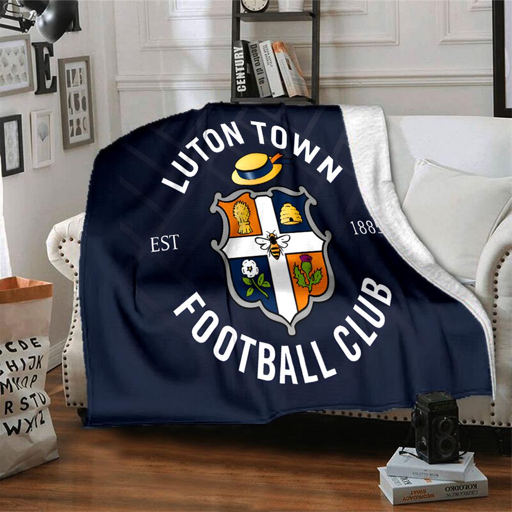 Luton Town Crest Flannel Blanket, Soft Polyester, Modern Design, All-Season for Camping, Travel, Gifts for holidays or birthdays