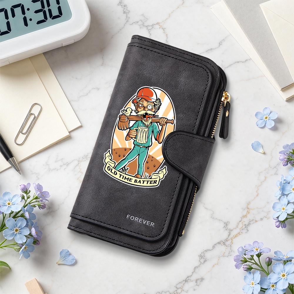 Vintage Cartoon Print Long Wallet Casual Multi Card Large Capacity Fashion Purse