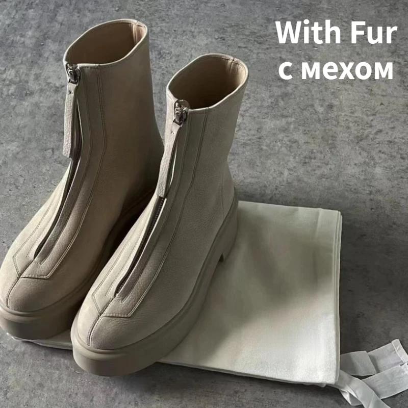 Женские высокие ботильоны Короткие ботинки с толстой подошвой Осенняя и зимняя обувь — фото 10