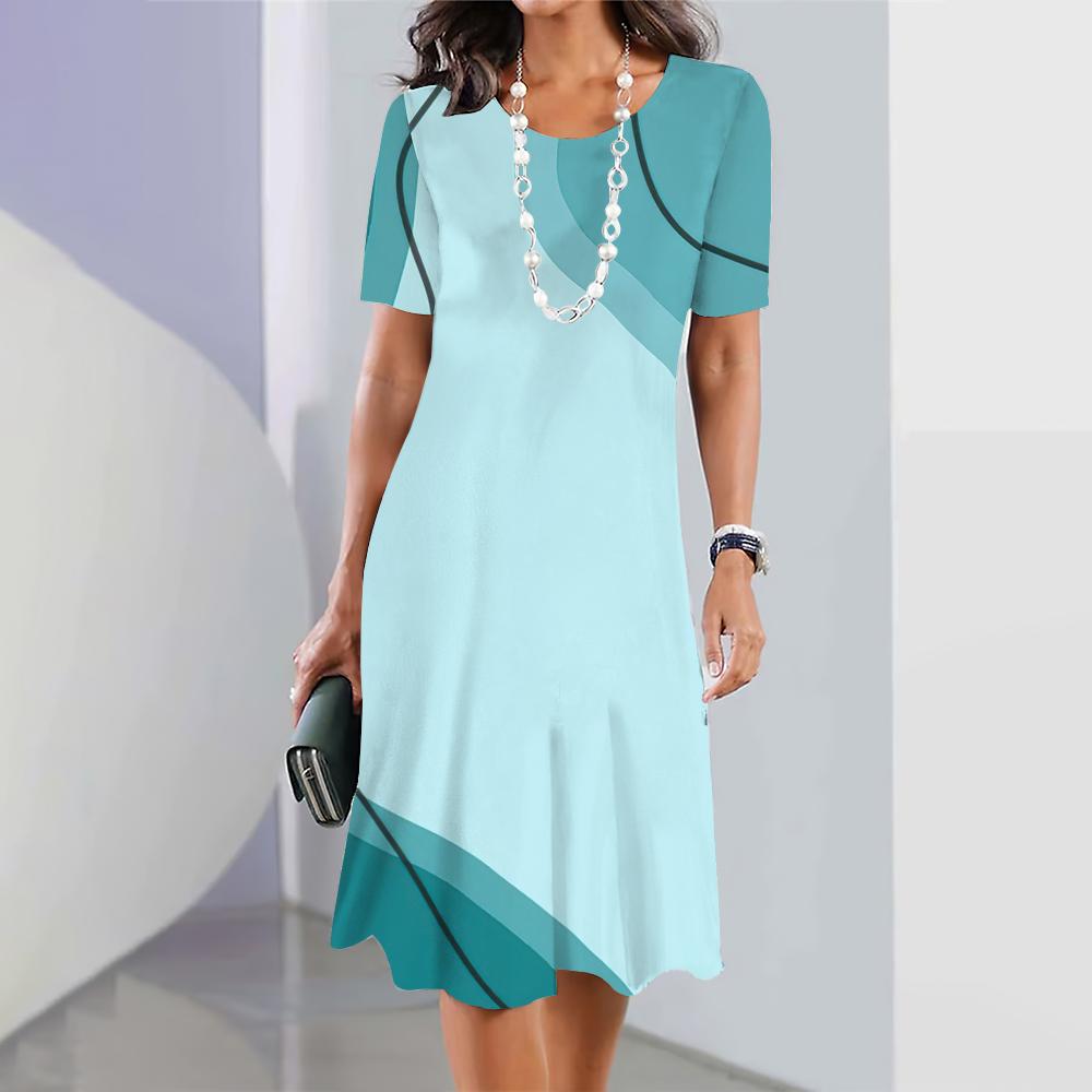 New Geometric Curve Graphic Printing Women's Dresses Elegant Dresses Summer Dresses Plus Size Women's Fashion Clothing