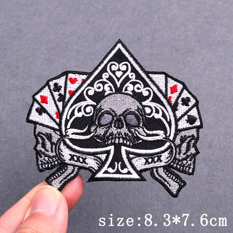 Hip Hop Punk Embroidery Patch Iron On Patches For Clothing Skull Animal Embroidered Patches For Clothes Stripe Badges Stickers