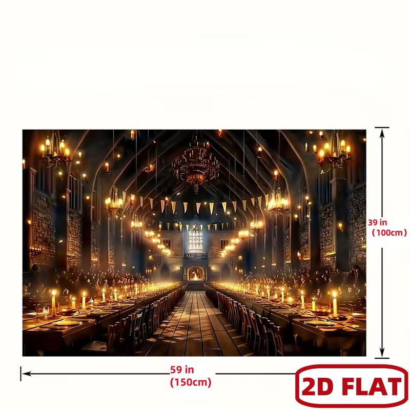 2D Great Hall Backdrop for Wizard School Cosplay & Movie Night Decoration
