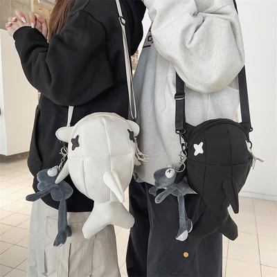 Unisex Shark Cartoon Shoulder Bag Student Crossbody Bag