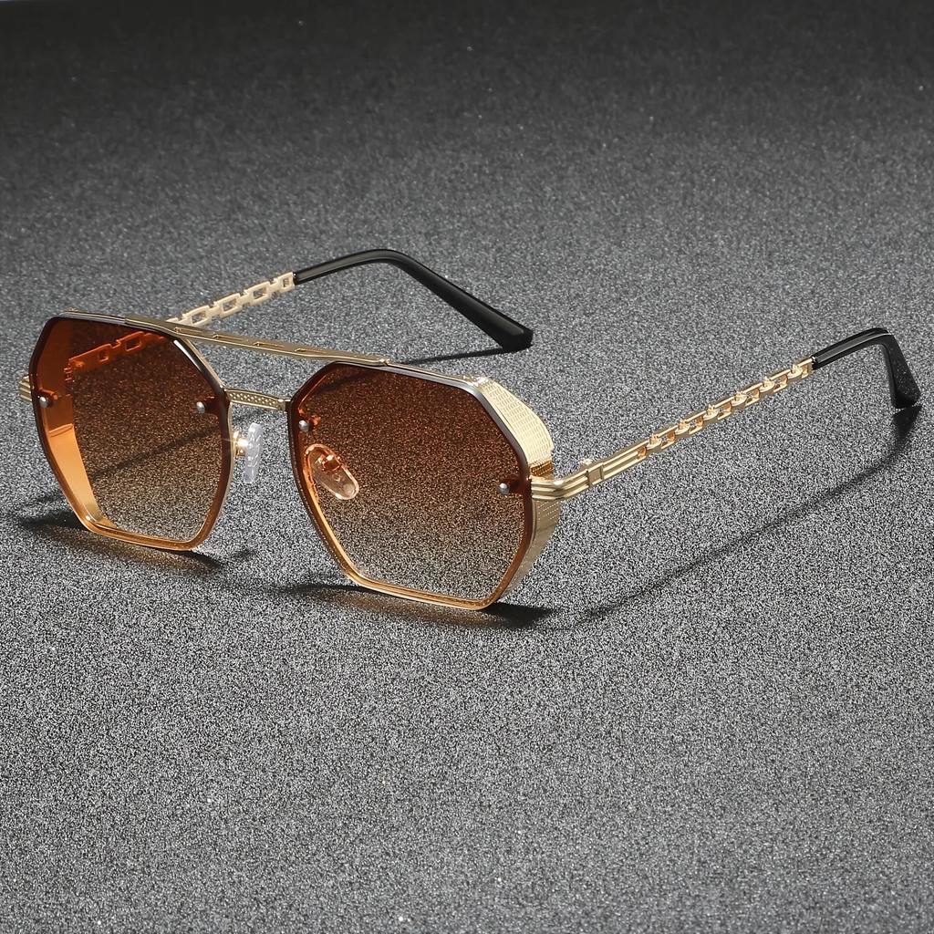 New High Quality Double Metal Chain Sunglasses Women Fashion Cool Design Brand Design Sun Glasses for Street Pography