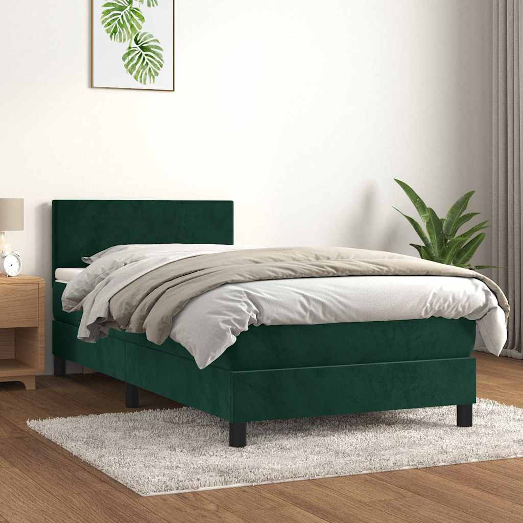 Vidaxl Kontinentalbett Mit Matratze, Grün, Samt, 80X200 Cm