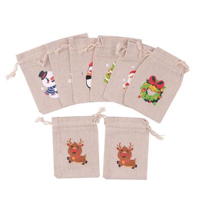 Weihnachts-Leinenbeutel, Süßigkeiten, Kordelzug, Geschenkaufbewahrung