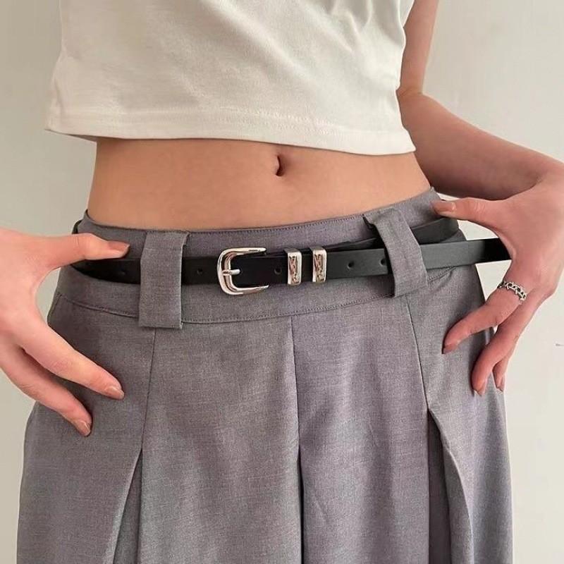 Chic Minimalist Womens Belt With Silver Metal Circle Buckle Perfect For Outfits