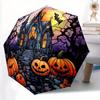 1pc Halloween Haunted Compact Travel Umbrella, Automatic Folding Lightweight Windproof 8-Bone Reinforced Design, Portable for Backpack Durab