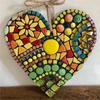 Colorful Garden Heart Sculpture Decoration Mosaic Ornaments Heart Shaped Art Wall Hanging for Indoor Outdoor Home Bedroom Office Garden Love Sign