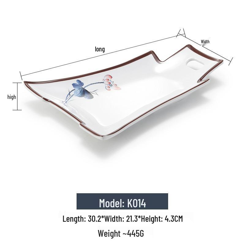 Melamine Rectangular Imitation Porcelain Plate for Sushi, BBQ, Cold Dishes - Commercial Use.