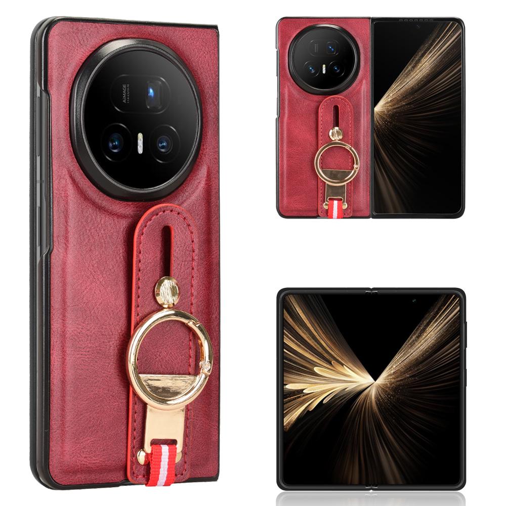 For Honor Magic V5 5G Case Wristband Kickstand Leather + PC + TPU Phone Cover with Bottle Opener