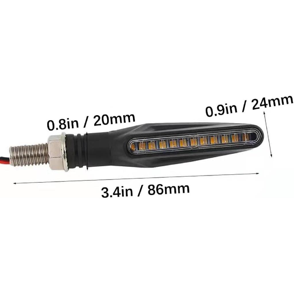4 Pcs Motorcycle LED Turn Signals, Front + Rear Blinkers Indicator Turn Signal Amber Flowing Sequential Universal Lamp, 12V Motorcycle Turn Signal