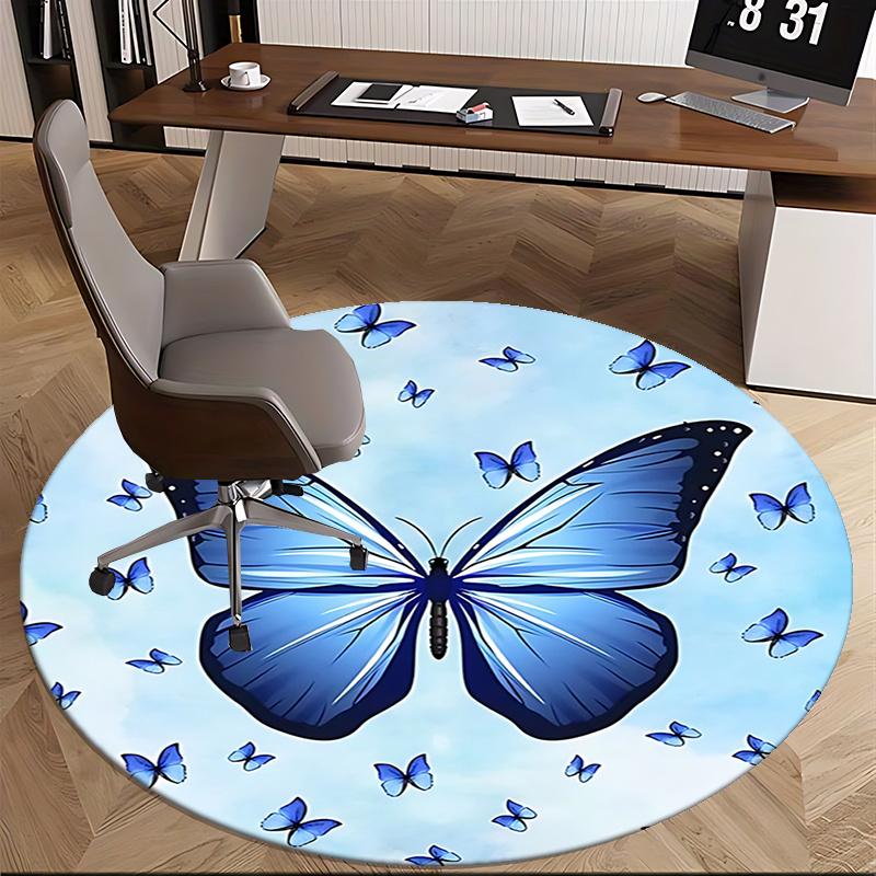 Blue Butterfly Chair Mat Home Decor, Sofa Rug, Office Carpet Gift for Bedroom, Living Room, Various Rooms